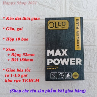 Bao cao su cao cấp kéo dài thời gian Oleo Lampo Max Power hộp 10 bao - gân - gai