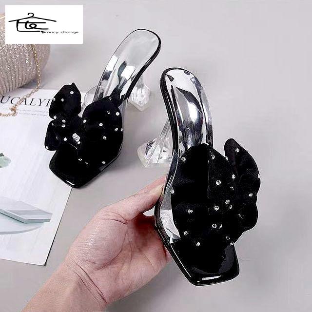 Dép Cao Gót Đính Nơ Phong Cách Hàn Quốc Thời Trang Mùa Hè Mới Cho Nữ