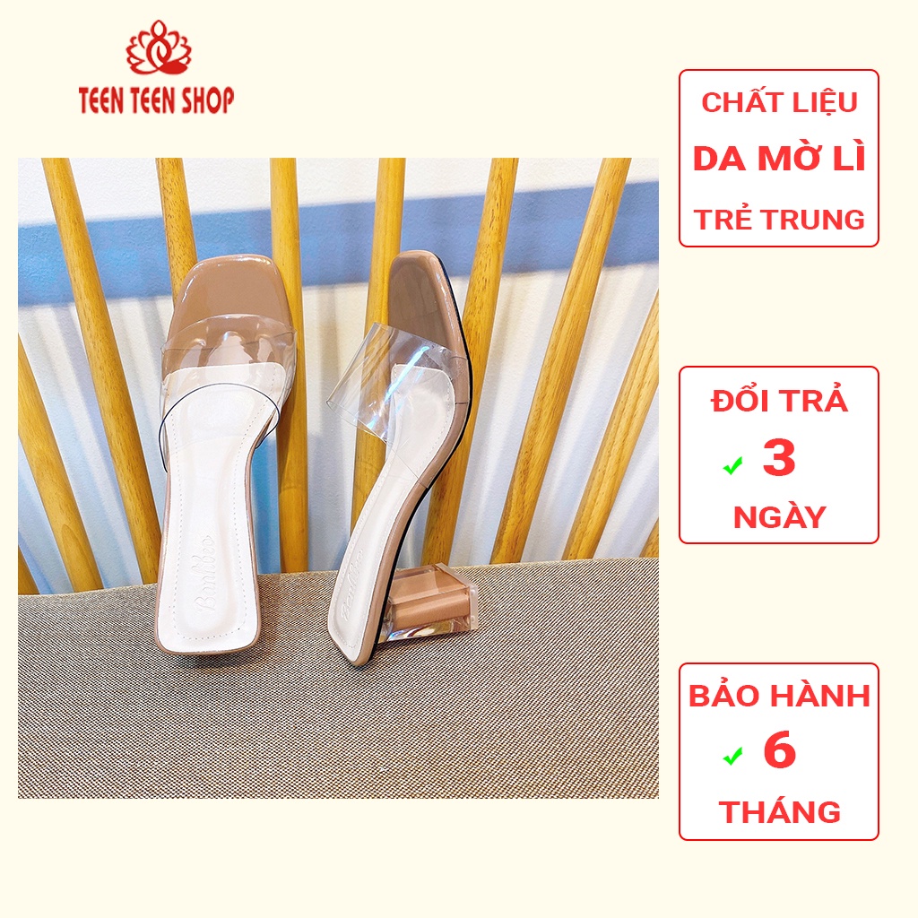 Guốc cao gót 7 phân quai trong mũi vuông, Sandal cao gót nữ hot trend 2021, Mã CG004- Teen Teen shop ( ẢNH THẬT )