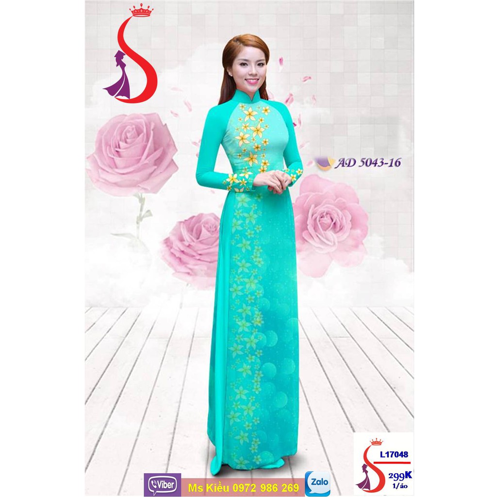 MẪU ÁO DÀI ĐẸP HOA ĐÀO CHIM HẠC SANG TRỌNG CỦA VẢI ÁO DÀI S