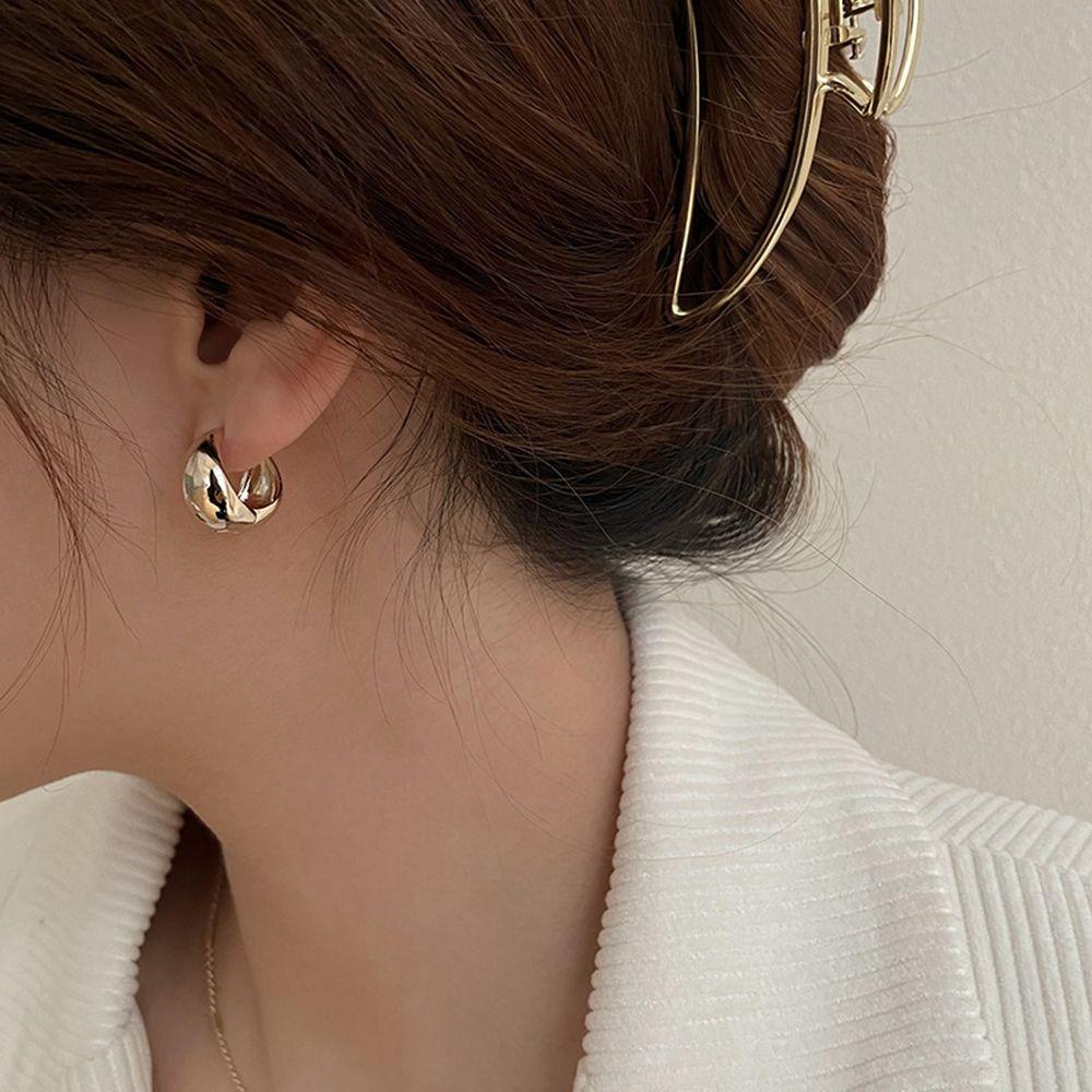 MXGOODS Bông Tai Kim Hình Tròn Bằng Bạc Phong Cách Hàn Quốc Thời Trang