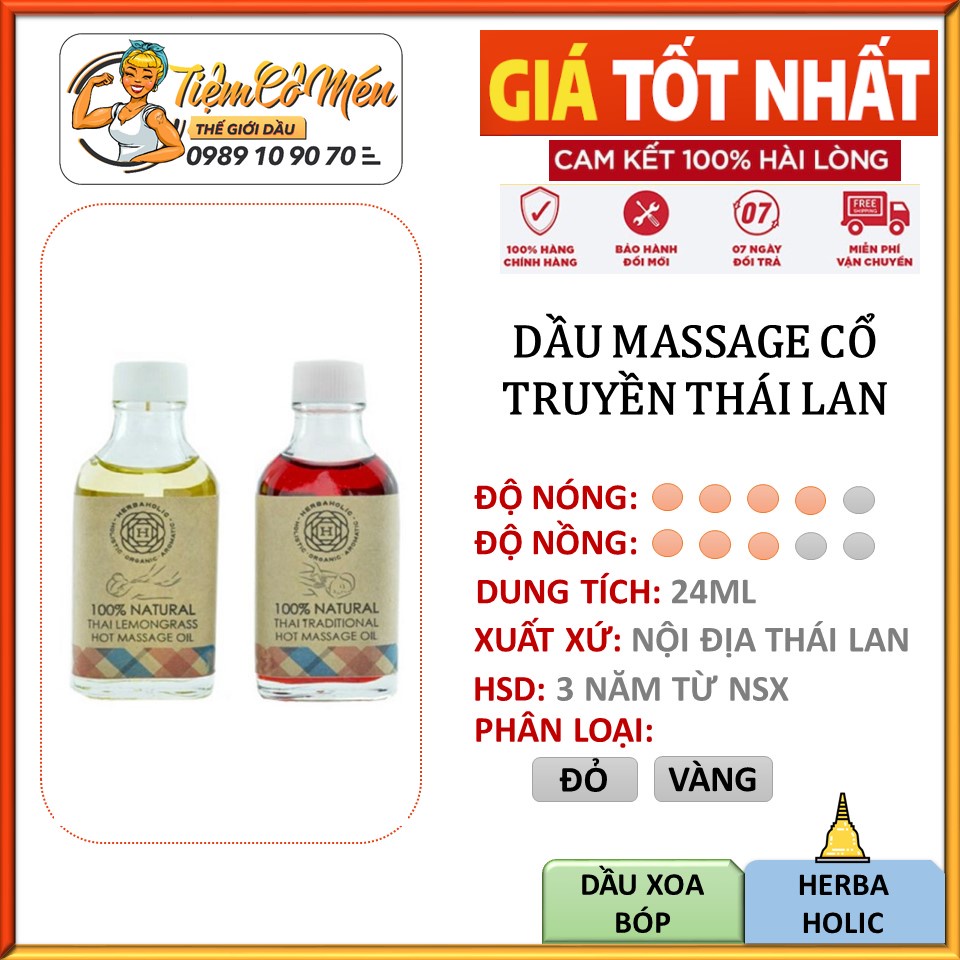 DẦU MASSAGE CỔ TRUYỀN THÁI LAN - THƯƠNG HIỆU HERBAHOLIC 100% TỰ NHIÊN