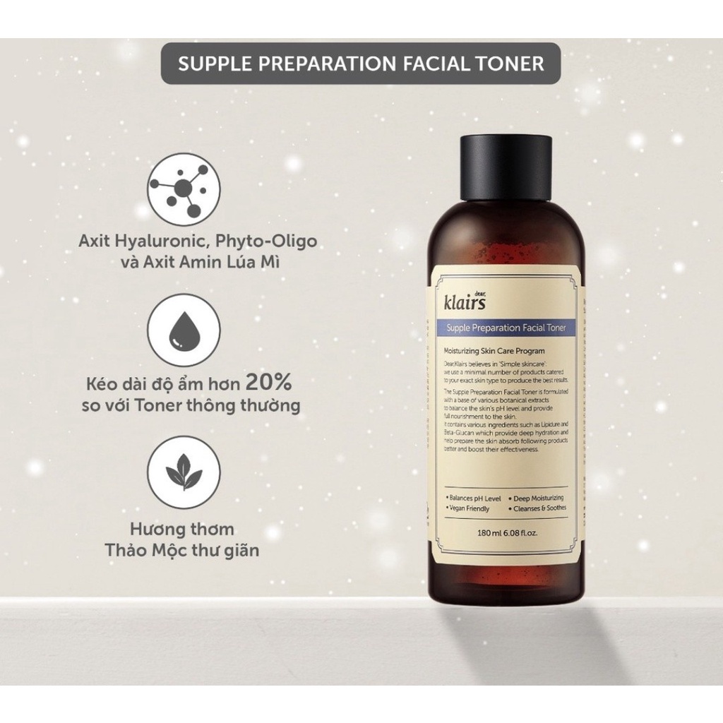 Nước Hoa Hồng Dear Klairs Supple Preparation Facial Toner 180ml