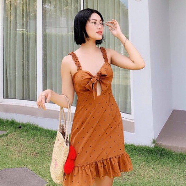 VÁY CHÂM BI CỘT NƠ NGỤC ĐI BIỂN
