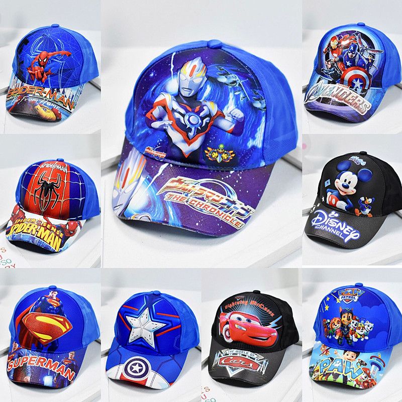 Mũ siêu nhân, nón siêu anh hùng bé trai lưỡi trai Hiphop 3D - Siêu nhân, người nhện, đội trưởng Mỹ