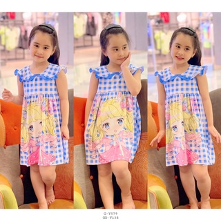 Đầm caro sát nách 3D bé gái