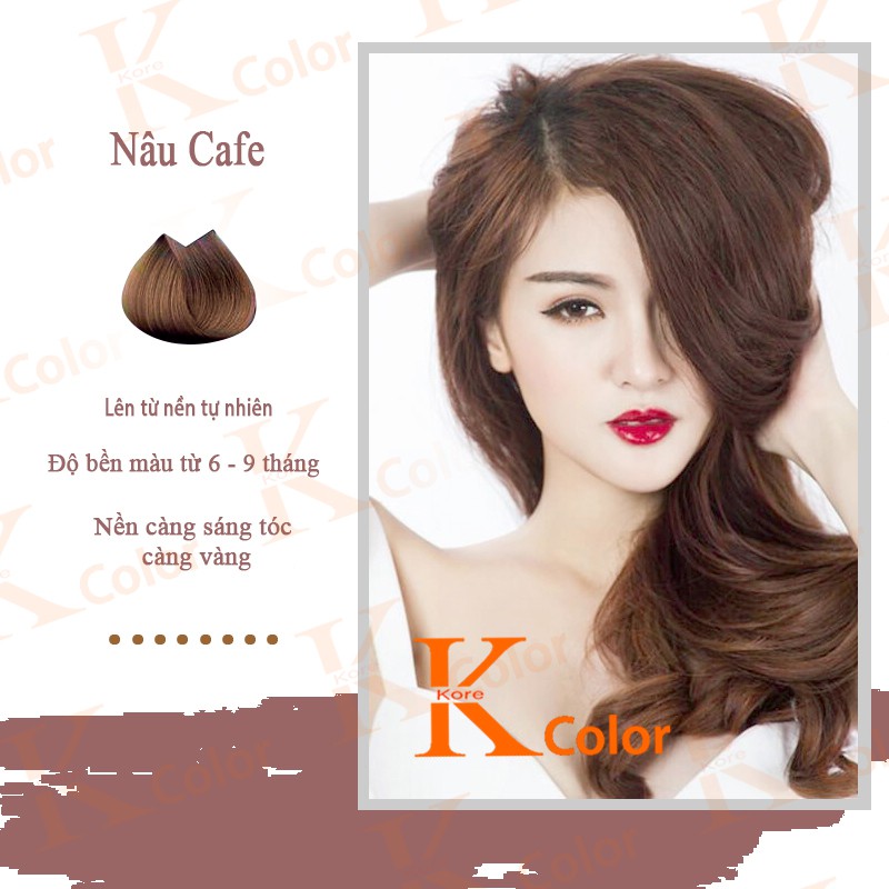 Thuốc nhuộm tóc Nâu Cafe không tẩy sử dụng tại nhà nhiều thảo dược giá rẻ Kcolor