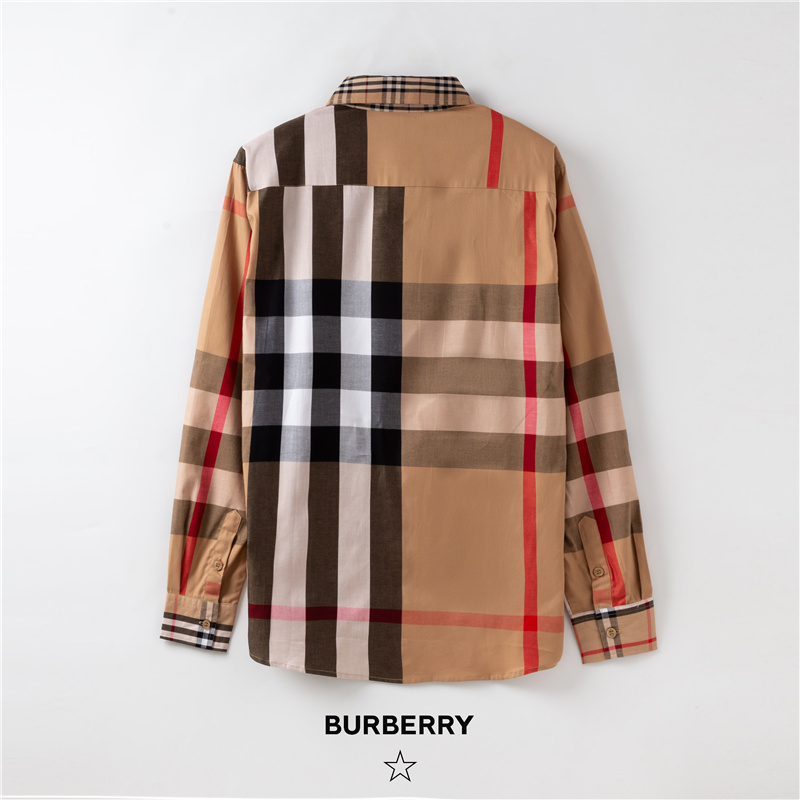 BURBERRY Áo sơ mi nam tay dài họa tiết ca rô thời trang