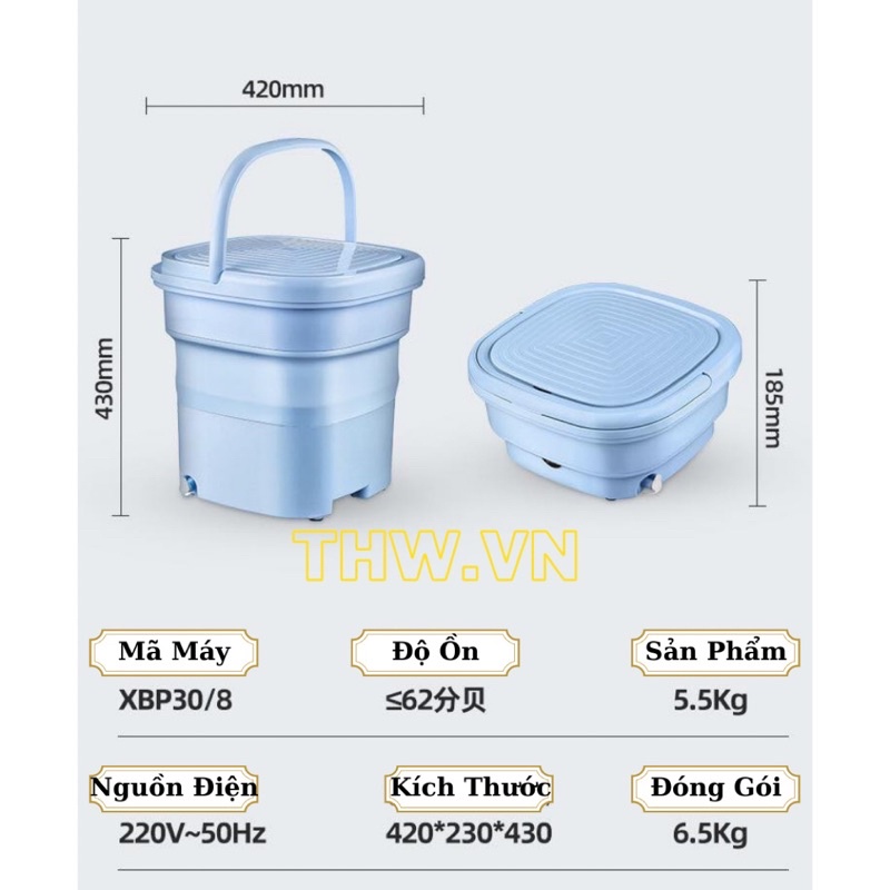 |THW-HCM| Máy giặt Mini Big Size chính hãng công suất lớn 3-4kg đồ giặt.Tia UV diệt khuần.Tạo ozone làm sạch sâu