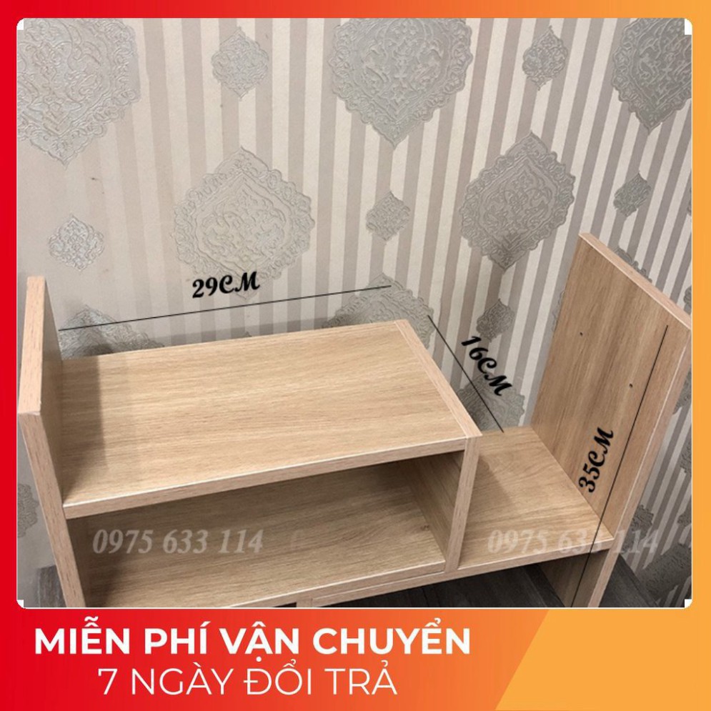 Kệ sách để bàn FREESHIP Giá sách gỗ lắp ghép đa năng 3 tầng để nơi làm việc, học tập (K2)