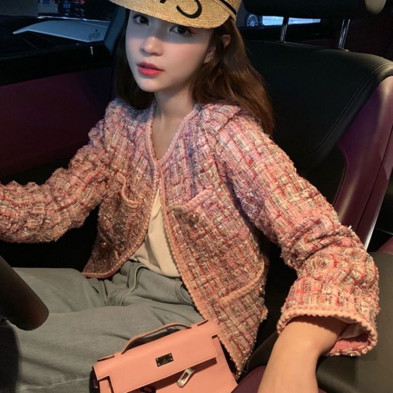 (Hàng Đẹp)Ảnh thật 2 hình cuối-HC418.Áo khoác Tweed Pink Lady bling siêu xinh