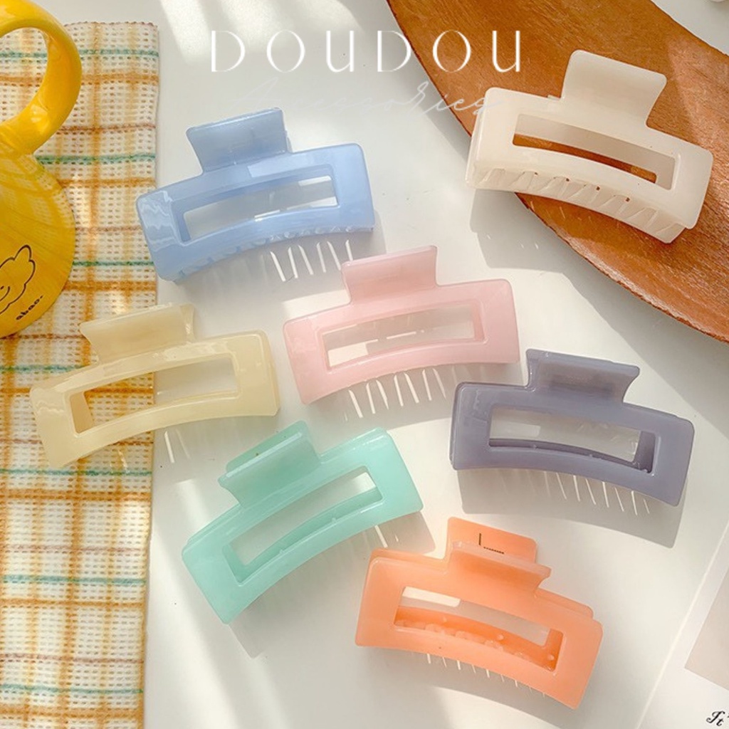 Phụ kiện kẹp tóc xinh DOUDOU Kẹp càng cua Hàn Quốc nhựa cao cấp cỡ lớn cho nữ tone màu thạch thời trang ZJ012