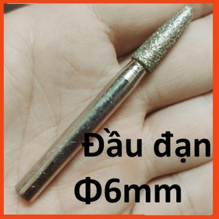 Mũi mài kim cương, mũi mài khắc đá, ngọc, hình đầu đạn 6mm, cán 6mm