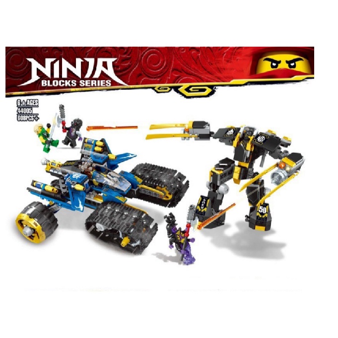 [Rẻ vô địch] Đồ chơi Lego Ninja 44005 Lắp ghép xếp hình xe đua địa hình bánh xích cùng robot biến hình 608pcs