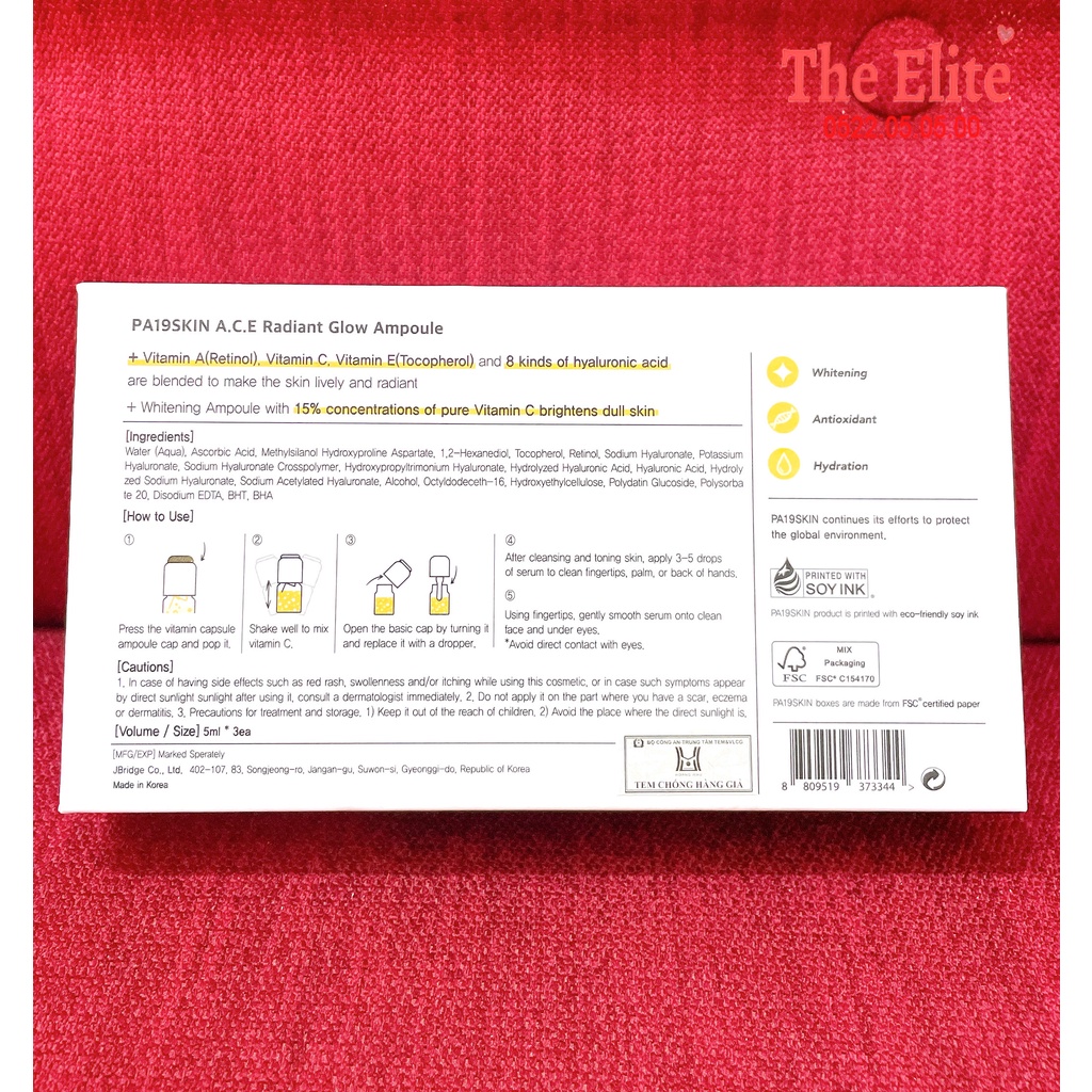 1 Lọ siêu tinh chất PA19 serum trắng da phục hồi cấp ẩm 5 ml