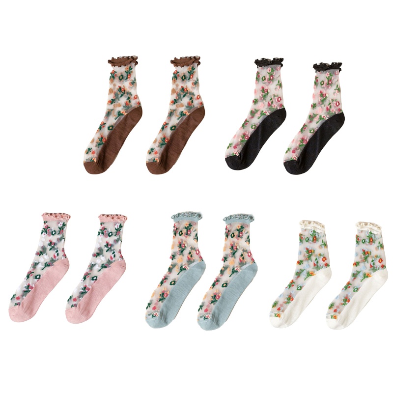 Xiangbao Vớ Cotton Pha Lê Siêu Mỏng Họa Tiết Hoa Nhiều Màu Sắc Ngọt Ngào Thời Trang Mùa Hè Cho Nữ