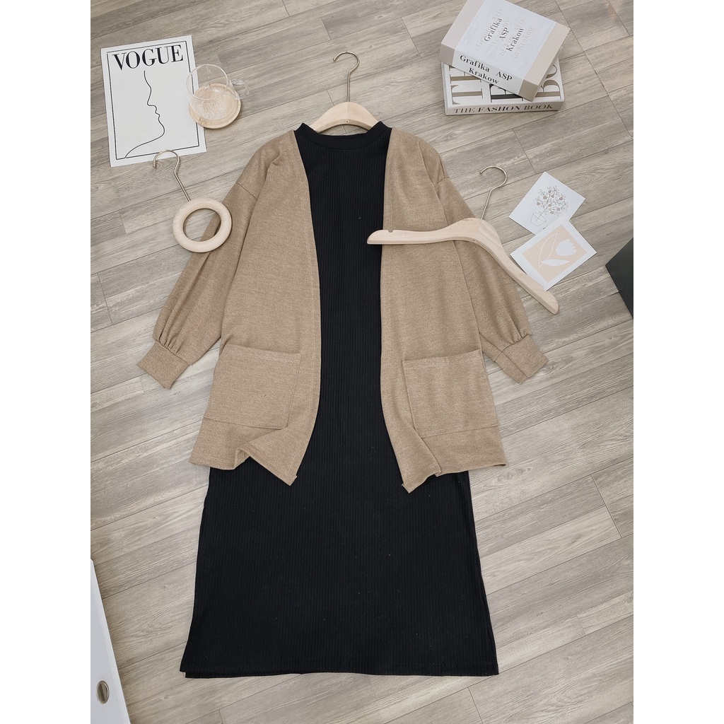 [MUA 1 ĐƯỢC 2] SET ÁO KHOÁC LEN DÀY MIX VÁY TĂM LEN HOT HIT CẬP BẾN | BigBuy360 - bigbuy360.vn