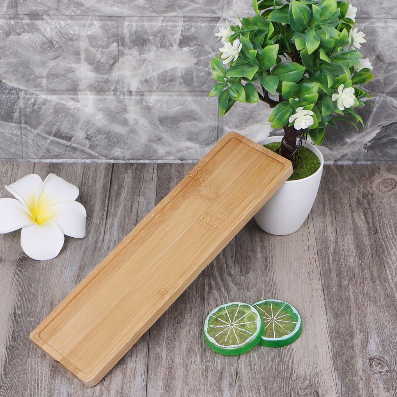 Giá đỡ chậu cây hình chữ nhật bằng gỗ tre đơn giản trang trí nhà cửa / ban công
