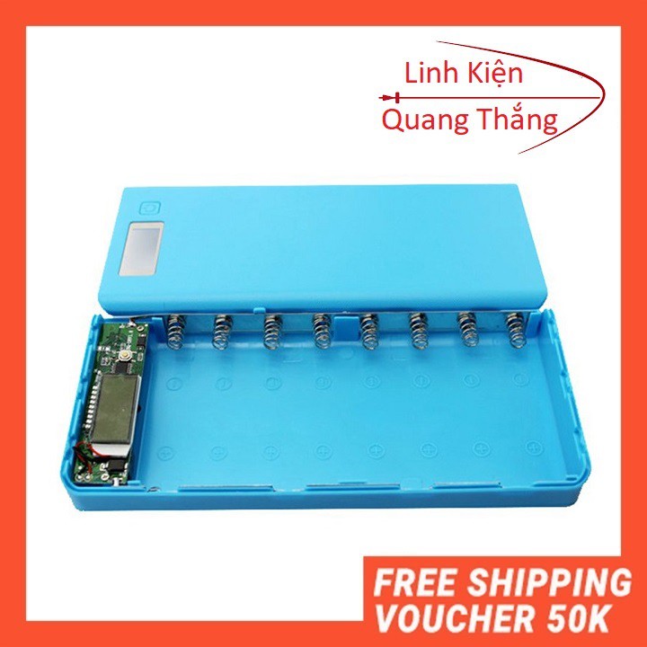 Box Sạc Dự Phòng 2 Cell 2A 5 cell hiển thị lcd 8 cell hiển thị lcd 18650 2 cổng ra 300g