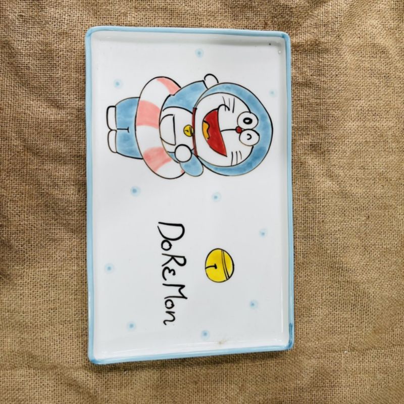 Bộ bát đĩa hình chú mèo máy Doremon siêu cute.Hàng sứ Bát Tràng.