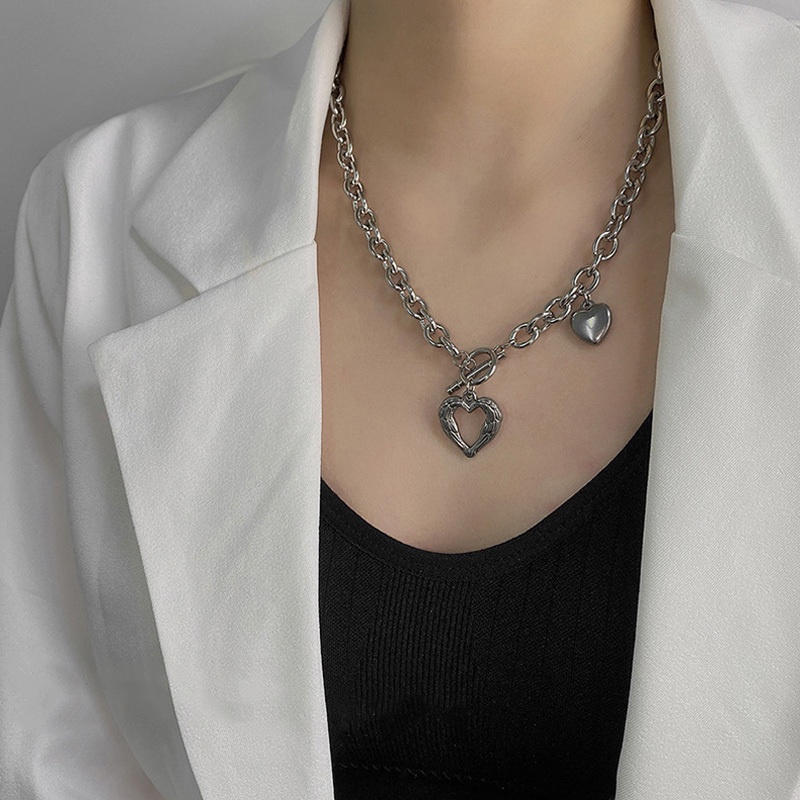 Vòng cổ Mặt Trái Tim Rỗng Phong Cách Hip Hop Hàn Quốc Cá Tính