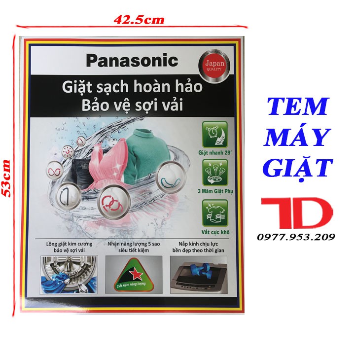 Miếng dán máy giặt PANASONIC, tem dán trang trí máy giặt PANASONIC mẫu 1