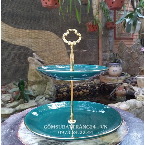 ĐĨA TẦNG ĐỰNG BÁNH KẸO KHAY 2 TẦNG SỨ ĐẸP ĐĨA THÁP TẦNG GỐM SỨ ĐỂ MỨT BÁNH CAO CẤP