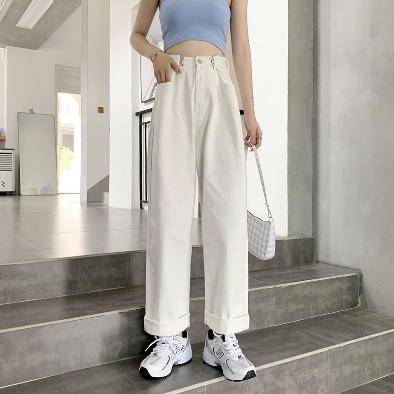 Quần Jeans Nữ Lưng Cao Ống Rộng Thời Trang Hàn Quốc
