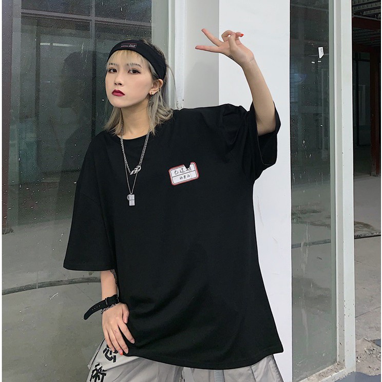 Áo thun Unisex tay lỡ chữ tàu đỏ tim nam nữ form rộng YNSHOP