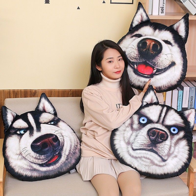 🐻🐻Gối Sofa hình chó Husky 3D dễ thương