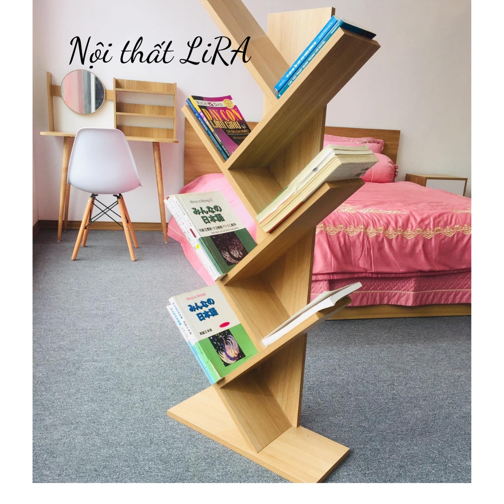 LiRA_Kệ sách gỗ hình xương cá 7 tầng KSA060 - Kệ để sách vân gỗ dễ dàng tháo lắp, trang trí phòng làm việc, góc học tập