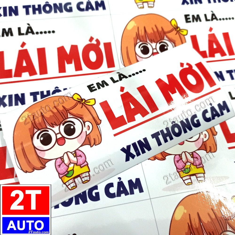 1 LOGO STICKER TEM DECAL DÁN XE LÁI MỚI XIN THÔNG CẢM MẪU NAM NỮ CUTE DỄ THƯƠNG - EM LÀ LÁI MỚI , TÙY CHỌN MẪU otofun