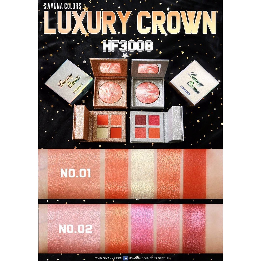 Phấn Mắt và Má Hồng Sivanna Colors Luxury Crown Blush Eye Pallete HF3008