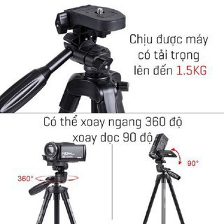 Gậy TRIPOD 3110 3 Chân Đa Năng - Giá Đỡ Điện Thoại Chụp Hình Quay Phim, Tự Sướng - Tặng Giá Kẹp Điện Thoại và Túi Đựng