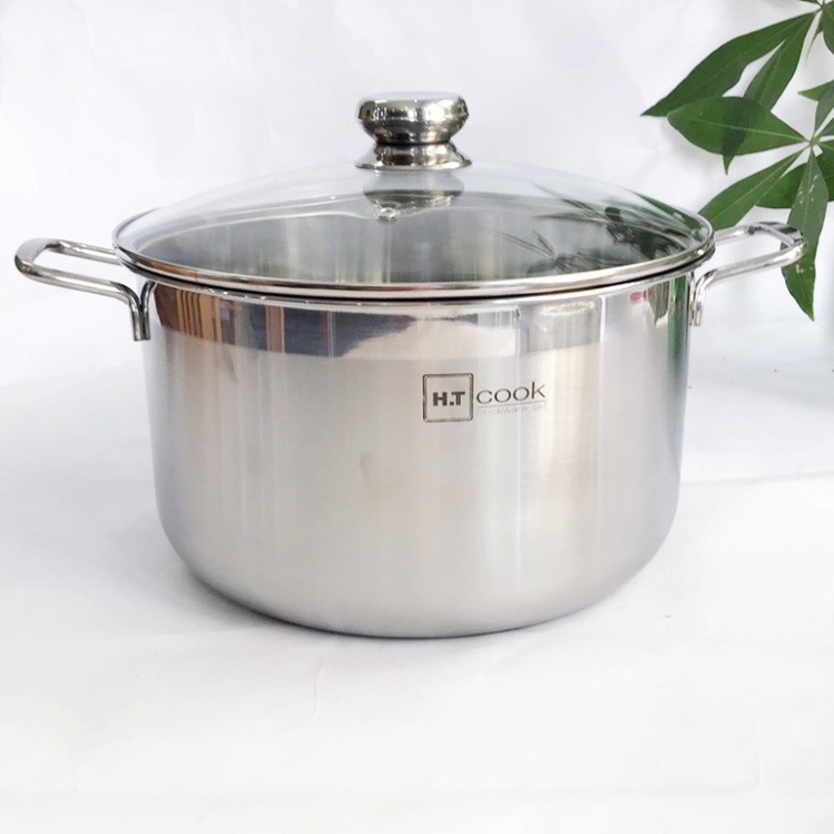 Nồi luộc gà 1 đáy inox 430 Fivestar H.T Cook 26cm / 28cm / 30cm / 32cm dùng được mọi bếp , tặng 2 muỗng canh inox