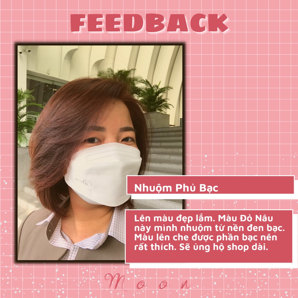 Thuốc nhuộm tóc màu ĐỎ NÂU | Tặng Oxy, vitaminE, bao tay, mũ trùm