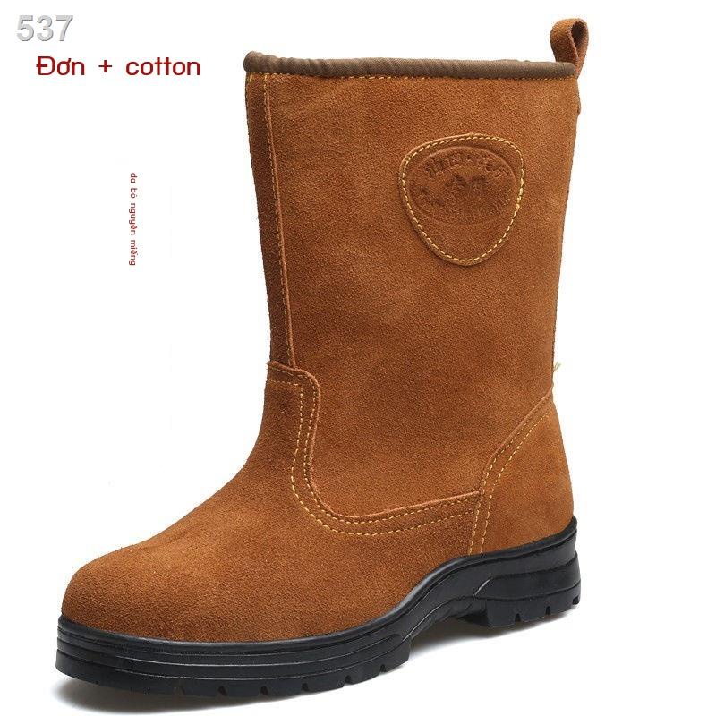 Giày bảo hiểm lao động nam cao cổ nữ thợ hàn hộ mũi thép chống va đập đâm xuyên bỏng văng