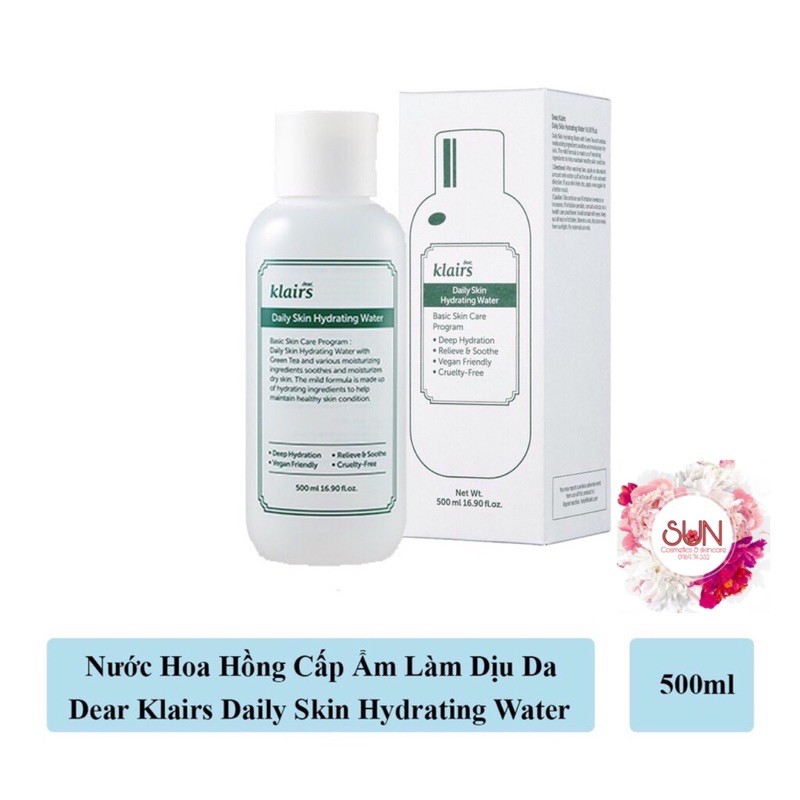 Nước Hoa Hồng Klairs Daily Skin Hydrating Water 500ml