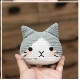 [Handmade Crochet] Móc khóa đầu mèo bằng len