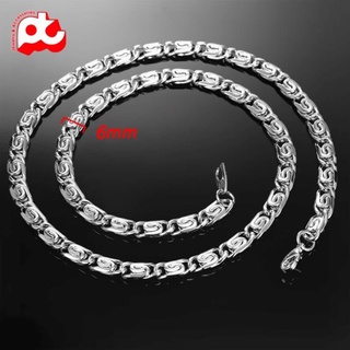 Dây chuyền nam inox thời trang kiểu xoắn ốc cỡ soyong kích cỡ 6mm màu trắng thép không gỉ PTDCNA156