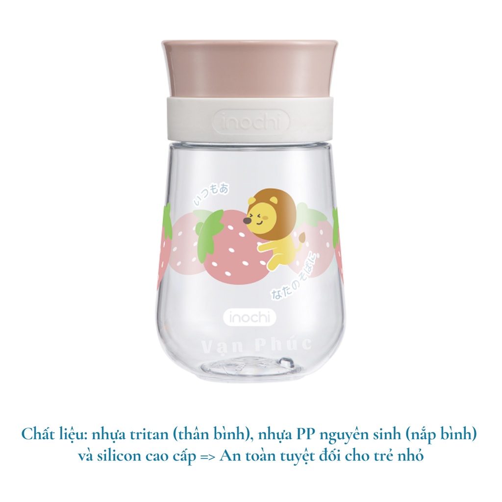 Bình tập uống nước cho bé Inochi Goki circle Nhật Bản, nhựa tritan, không chưa BPA, chống sặc, an toàn cho trẻ, Vạn Phúc