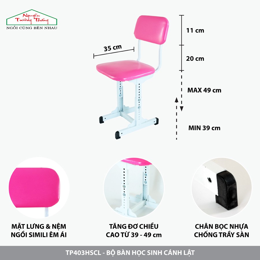 Bộ bàn học sinh tăng chỉnh chiều cao | Bộ bàn cánh lật - Nguyễn Trường Thắng Desk