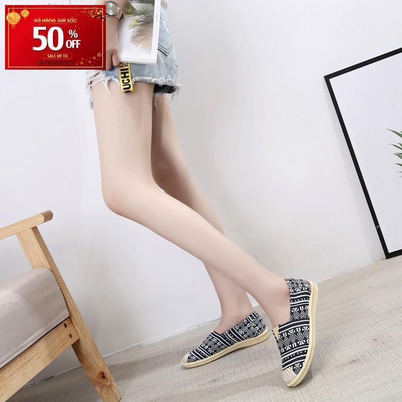 Free⚡Ship Giày Lười Tom Nữ Giả Cói Vải Cao Cấp In Họa Tiết Dễ Thương - 3147