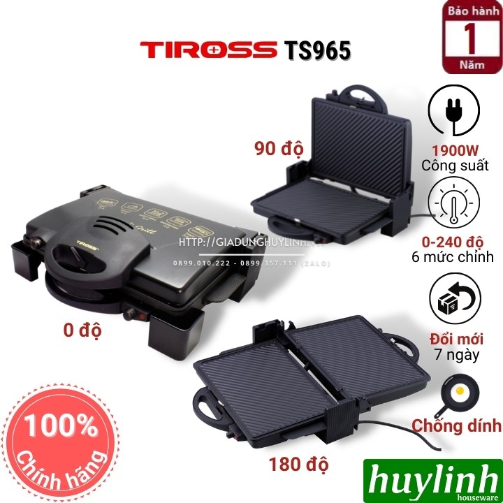 [Mã ELHAMS5 giảm 6% đơn 300K] Kẹp nướng điện Tiross TS-965