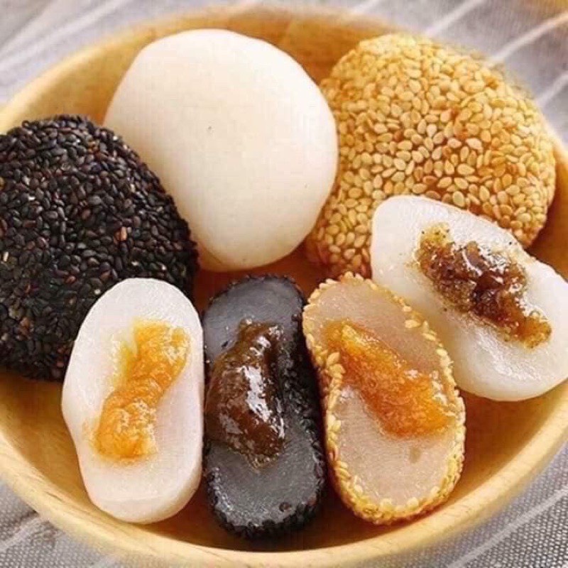 Bánh mochi Đài Loan/ mochi cô gái  mix 4 vị  đậu đỏ, mè đen, mè trắng cực ngon