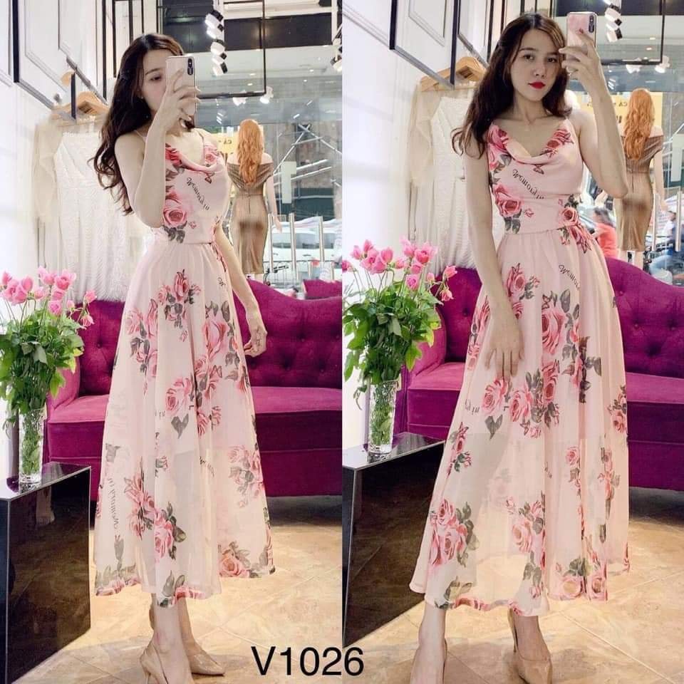 ĐÀM MAXI VOAN 2 DÂY CỔ ĐỔ