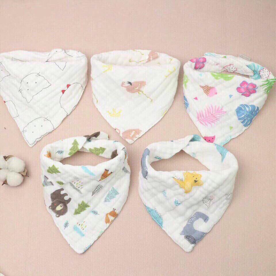 Set yếm tam giác xô nhăn 6 lớp có cúc bấm