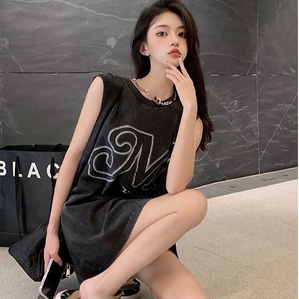 Áo Thun Sát Nách In Chữ Kiểu Hồng Kông Thời Trang Mùa Hè Cho Nữ