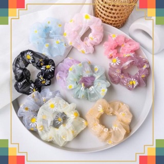 [GIÁ SỐC] Scrunchies Dây Buộc Tóc Mỏng Co Giãn Hình Hoa Cúc Thời Trang Hàn Quốc