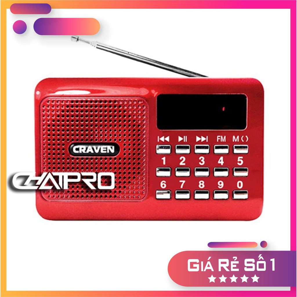 Miễn Phí Vận Chuyển  Radio mini nghe đài, nghe nhạc thẻ nhớ, USB Craven CR-16 Gía Rẻ Miền Bắc